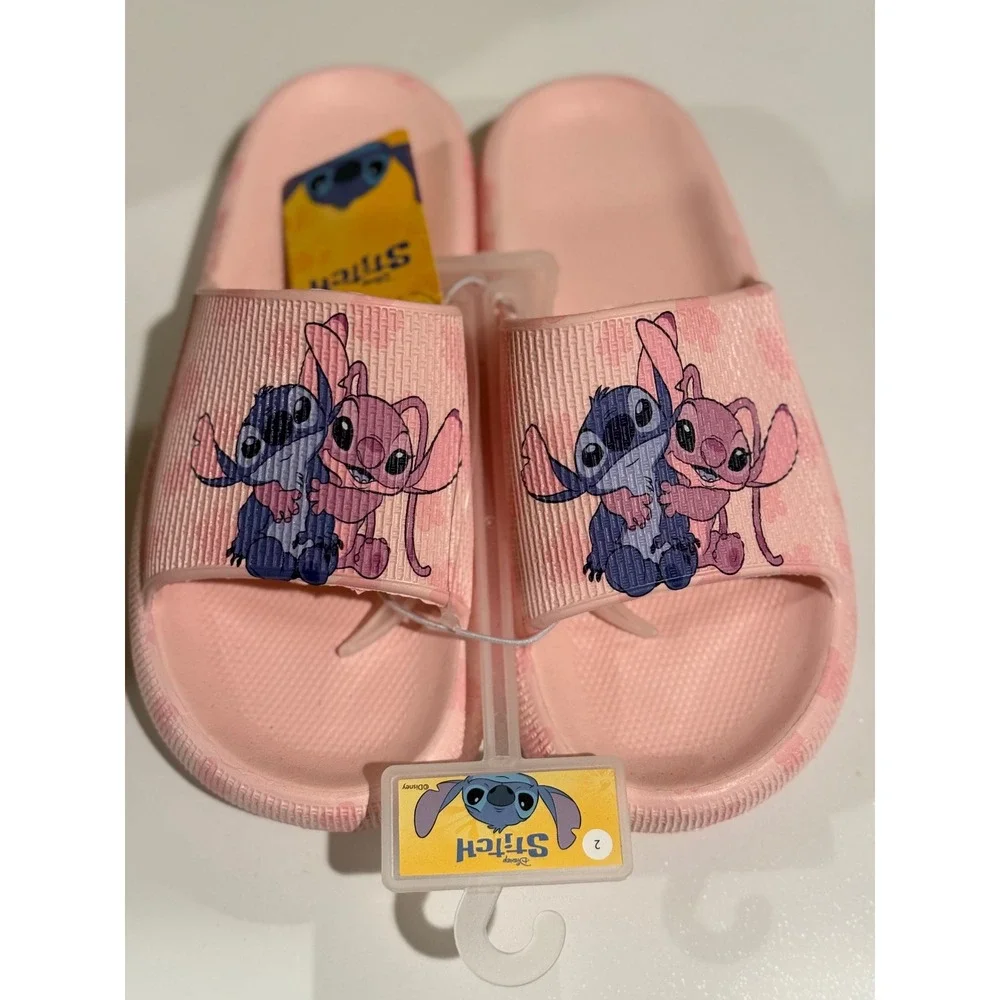 Disney Stitch and Angel Kids Pink Slide Sandals Size 2 CH100464 New